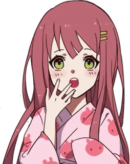 😯 d085d67f Gadis anime, Kartun, Terkejut, Lucu, Rambut pink, Yukata, Perempuan, Khawatir whatsapp sticker