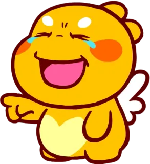 😂 37b6a686 carino, cartone animato, felice, angelo, che indica, giallo telegram sticker