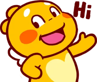 🙌 6e5a0ceb Hi cartone animato, personaggio, ciao, carino, amichevole, giallo telegram sticker