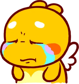 😢 ad1299c8 triste, piangente, giallo, cartone animato, personaggio, ali, lacrimoso, kawaii telegram sticker