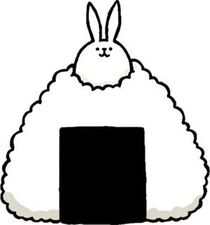 🍙 2c2a5727 konijn, rijstbal, onigiri, schattig, dier, eten telegram sticker