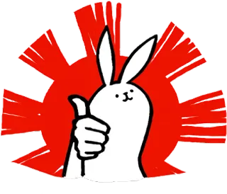 👍 2ec7c1cf konijn, konijn, duim omhoog, sticker, aanstootgevend, japan, zon, rijzende zon telegram sticker