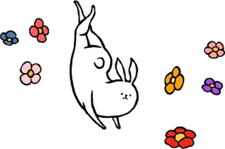 💃 36c90799 dier, konijn, konijntje, bloemen, schattig, cartoon telegram sticker