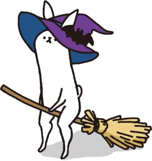 🔮 8375acbb kat, heks, halloween, bezem, hoed, cartoon telegram sticker