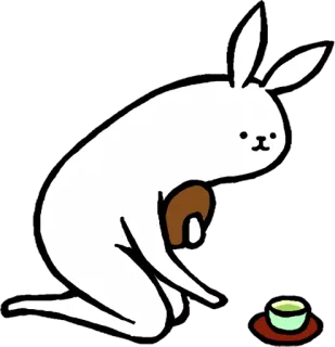 🍵 942b5248 konijn, thee, buigen, dier, schattig, cartoon telegram sticker