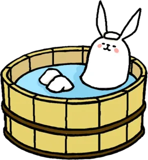 🛁 a97f9c84 konijn, bad, onsen, schattig, konijntje, cartoon telegram sticker