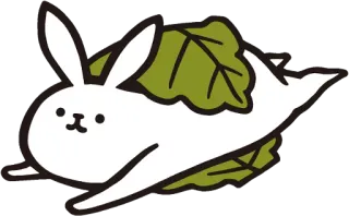 🍔 b61dc8cf konijn, blad, schattig, dier, kawaii telegram sticker