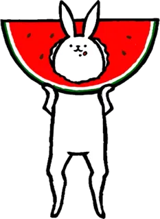🍉 cf07a0d6 konijn, watermeloen, schattig, dier, fruit telegram sticker
