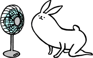 💨 e3693258 konijn, konijntje, ventilator, koeling, dier, cartoon telegram sticker