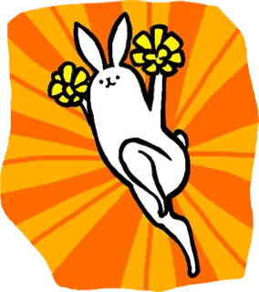 🙌 f6f33167 konijn, konijntje, cheerleader, bloemen, oranje telegram sticker
