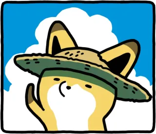 🏖 1d44a568 狗, 动物, 卡通, 帽子, 天空, 夏天 telegram sticker