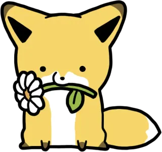 😔 2a06c1f4 狐狸, 可爱, 卡通, 动物, 花, 卡哇伊 telegram sticker