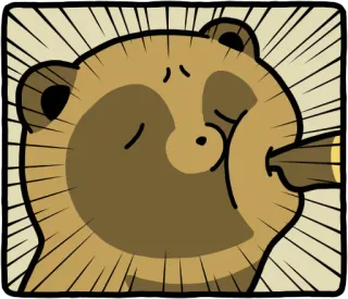 😗 6f65a942 狸, 貉, 动物, 卡通, 可爱, 搞笑, 吹, 脸颊 telegram sticker