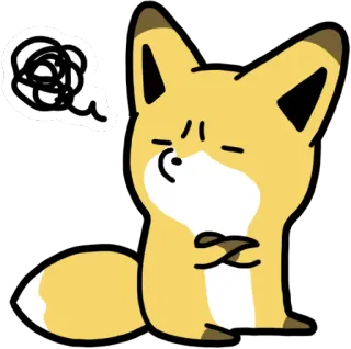 🤔 f56565a2 狐狸, 可爱, 困惑, 动物, 卡通, 贴纸 telegram sticker