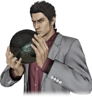 🎳 a9de2a4b Kazuma Kiryu Yakuza Kazuma Kiryu, Yakuza, video game character, bowling ball telegram sticker