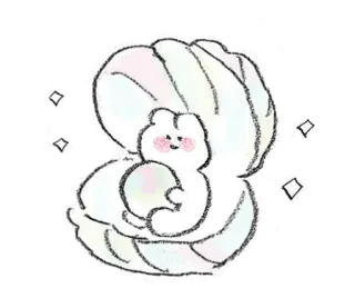 💭 014b9474 可爱, 卡通, 贝壳, 珍珠, 熊, 卡哇伊, 动物 telegram sticker