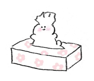 💭 93d7b6d0 纸巾盒, 兔子, 可爱, 卡哇伊, 花卉, 绘画 telegram sticker