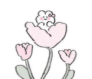 💭 efb72007 可爱, 花, 卡通, 卡哇伊, 甜, 郁金香 telegram sticker