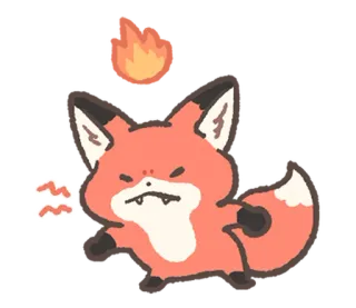 😡 a9570719 fox, angry, fire, aquarius, cute telegram sticker