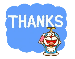 ✏️ 53cb10f7 Doraemon THANKS 도라에몽, 감사합니다, 감사, 애니메이션, 만화, 고마움 telegram sticker