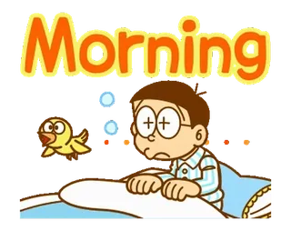 ✏️ 7a8c5292 Nobita Doraemon Morning 만화, 아침, 졸린, 캐릭터, 애니메이션, 귀여운 telegram sticker