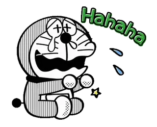◼️ 3d7465e9 Doraemon Hahaha doraemon, cartone animato, robot, gatto, ridere, divertente whatsapp sticker