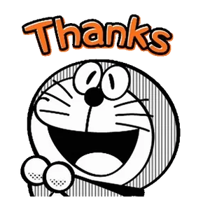 ◼️ ed2305f7 Thanks grazie, cartone animato, saluto, apprezzamento, doraemon whatsapp sticker