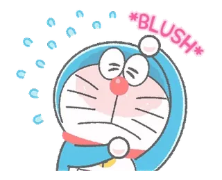 💬 6b6a41fa Doraemon *BLUSH* Anime, Gatto, Robot, Rossore, Cartone animato whatsapp sticker