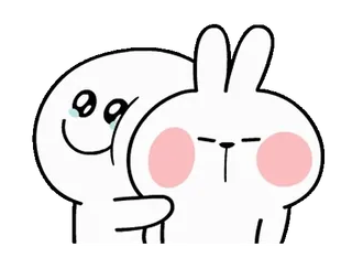 😔 6b6fd854 Мультфильм, Кролик, Объятие, Милый, Дружба, Эмоциональный telegram sticker