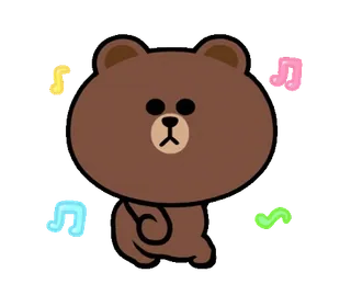 🤪 2dae7f85 Brown Beruang coklat, Line Friends, imut, beruang, kartun, not musik telegram sticker