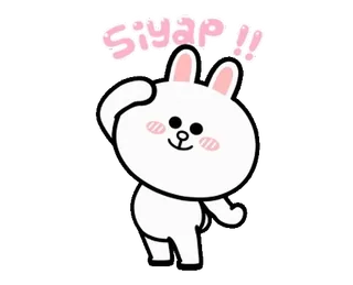 🤪 c64a4e0b Siyap!! lucu, kelinci, halo, melambai, kartun telegram sticker