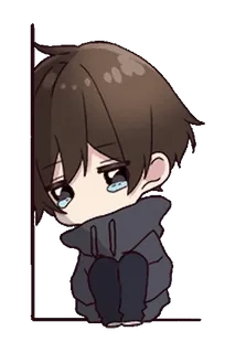 ⭐️ 6aef0991 triste, chorando, anime, chibi, sozinho, deprimido, menino, emocional telegram sticker
