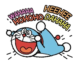 ⭐️ f372ff0c Doraemon WAHAHA HOHOHO HEEHEE DAHAHA Doraemon, Anime, Kreskówka, Śmiech, Szczęśliwy, Zabawny telegram sticker