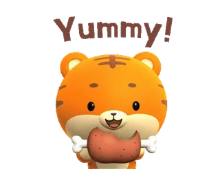 🍖 0ec69c9b Yummy! 호랑이, 귀여운, 맛있는, 음식, 동물, 만화 telegram sticker