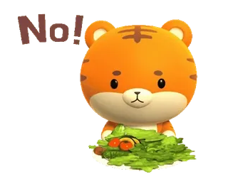 🚫 a07c39b3 No! 호랑이, 샐러드, 동물, 아니오, 음식, 만화 telegram sticker