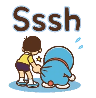 🔷 6eb37398 Doraemon Sssh โดราเอมอน, อนิเมะ, การ์ตูน, ตลก, น่ารัก, ความลับ, กระซิบ, มังงะ whatsapp sticker