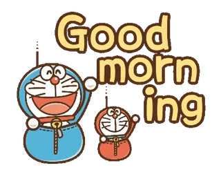 🔷 7f128fd2 Doraemon Good morning โดราเอมอน, อรุณสวัสดิ์, การ์ตูน, ทักทาย, อนิเมะ, น่ารัก whatsapp sticker