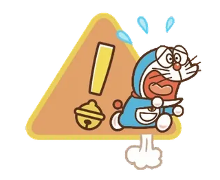 🔷 8dd1ab4e Doraemon โดราเอมอน, อนิเมะ, การ์ตูน, คำเตือน, เครื่องหมายอัศเจรีย์, กระดิ่ง whatsapp sticker