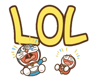 🔷 e190a516 Doraemon LOL โดราเอมอน, หัวเราะ, 555, ตลก, การ์ตูน, แมว, อนิเมะ whatsapp sticker