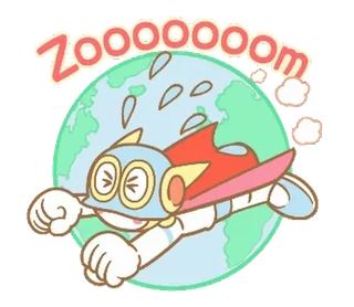 💫 ca6f273a Zooooooom Kreskówka, Latanie, Superbohater, Prędkość, Zoom, Planeta, Słodki telegram sticker