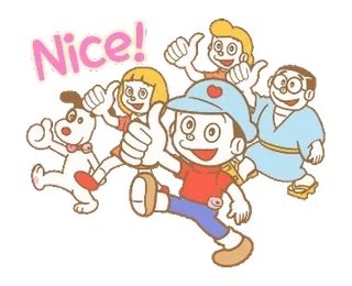 💫 f1ecc45d Nice! kreskówka, kciuk w górę, dzieci, przyjazny, uroczy, rodzina, pies, pozytywny telegram sticker