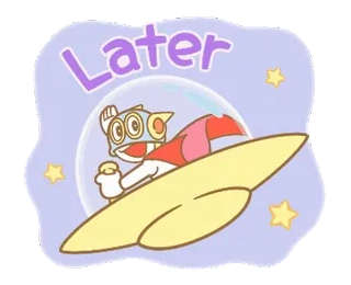 💫 fe4e2eeb Later kreskówka, kosmos, rakieta, gwiazdy, później, powitanie, podróż telegram sticker