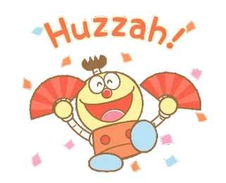 💫 ff90dd85 Huzzah! Kreskówka, Robot, Święto, Szczęśliwy, Zabawa, Animowany, Radość, Fani telegram sticker