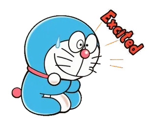 💬 be3bf98e Doraemon Excited 哆啦A梦, 卡通, 动漫, 兴奋, 开心 telegram sticker