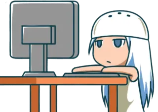 👩‍💻 47644a5f 电脑, 动漫, 卡通, 书桌, 办公室, 工作 telegram sticker