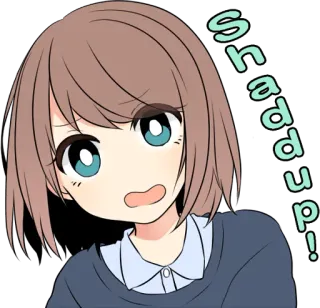 🙄 174ac34d shaddup! anime, sticker, ragazza, cartone animato, espressione, stai zitto, zitto telegram sticker