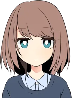 😕 29388d09 Ragazza anime, Cartone animato, Ritratto, Illustrazione, Femmina, Espressione neutra telegram sticker