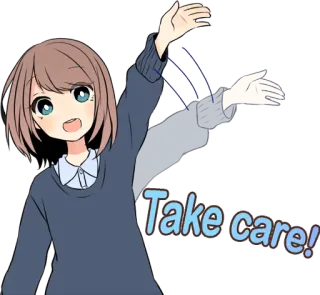 👋 789f2d1e Take care! Anime, Abbi cura, Saluto, Ragazza, Carino telegram sticker