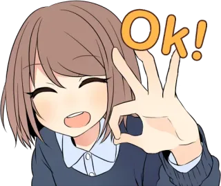 👌 946a66d2 OK! Anime, Ragazza, Ok, Gesto, Carino, Approvazione telegram sticker