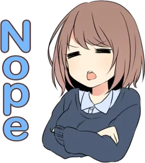 😝 b3deccd1 Nope Anime, Ragazza, No, Espressione, Disapprovazione telegram sticker